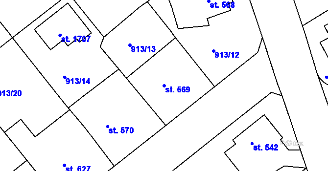 Parcela st. 569 v KÚ Rožmitál pod Třemšínem, Katastrální mapa
