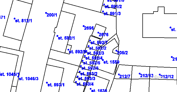 Parcela st. 592/2 v KÚ Rožmitál pod Třemšínem, Katastrální mapa