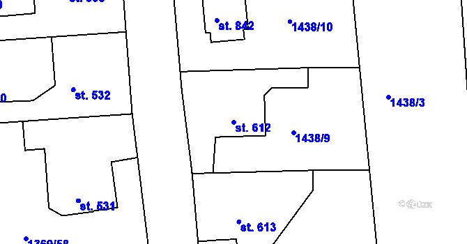 Parcela st. 612 v KÚ Rožmitál pod Třemšínem, Katastrální mapa