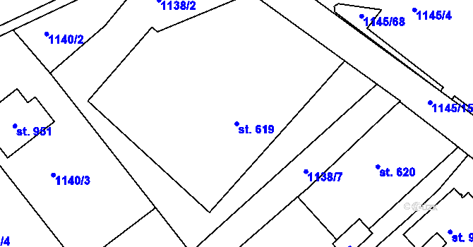 Parcela st. 619 v KÚ Rožmitál pod Třemšínem, Katastrální mapa