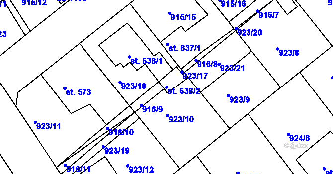 Parcela st. 638/2 v KÚ Rožmitál pod Třemšínem, Katastrální mapa