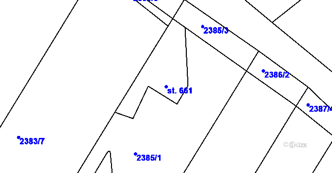 Parcela st. 661 v KÚ Rožmitál pod Třemšínem, Katastrální mapa