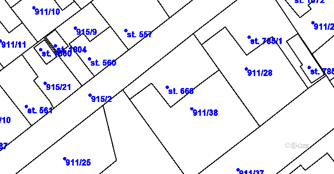 Parcela st. 666 v KÚ Rožmitál pod Třemšínem, Katastrální mapa
