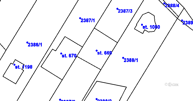 Parcela st. 669 v KÚ Rožmitál pod Třemšínem, Katastrální mapa