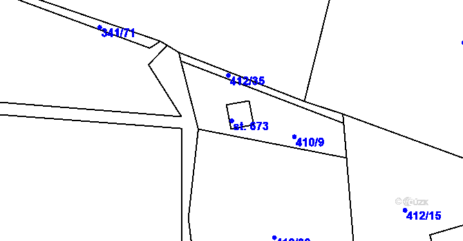 Parcela st. 673 v KÚ Rožmitál pod Třemšínem, Katastrální mapa