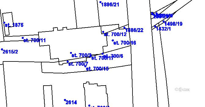 Parcela st. 700/6 v KÚ Rožmitál pod Třemšínem, Katastrální mapa