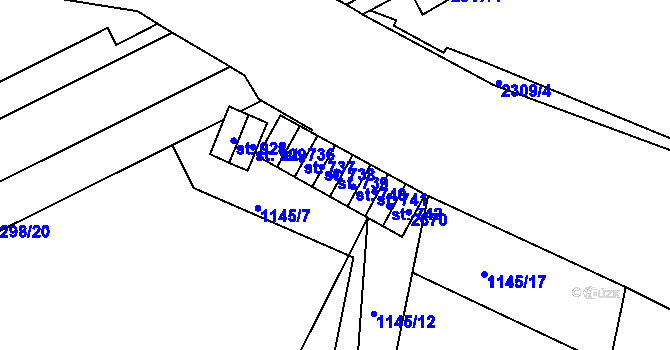 Parcela st. 739 v KÚ Rožmitál pod Třemšínem, Katastrální mapa