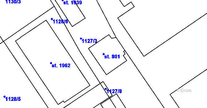 Parcela st. 801 v KÚ Rožmitál pod Třemšínem, Katastrální mapa