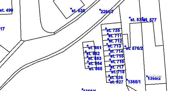 Parcela st. 861 v KÚ Rožmitál pod Třemšínem, Katastrální mapa