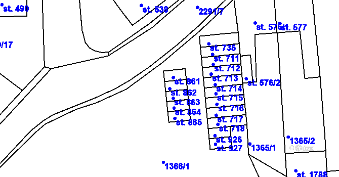 Parcela st. 862 v KÚ Rožmitál pod Třemšínem, Katastrální mapa