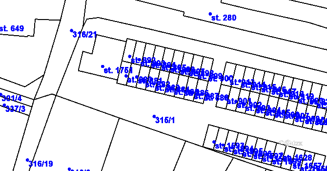 Parcela st. 884 v KÚ Rožmitál pod Třemšínem, Katastrální mapa