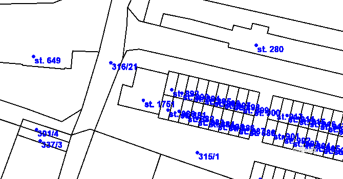 Parcela st. 892 v KÚ Rožmitál pod Třemšínem, Katastrální mapa
