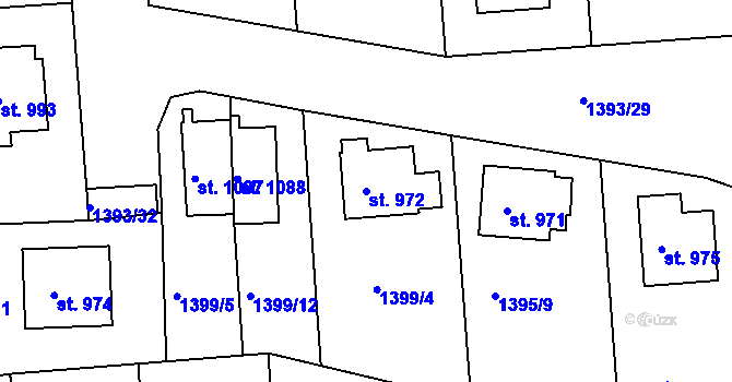 Parcela st. 972 v KÚ Rožmitál pod Třemšínem, Katastrální mapa