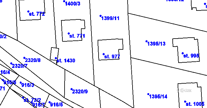 Parcela st. 977 v KÚ Rožmitál pod Třemšínem, Katastrální mapa