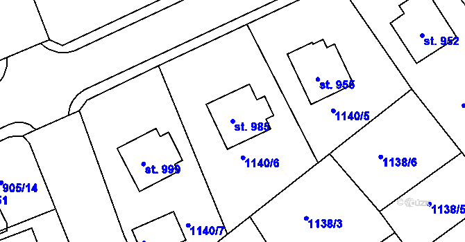 Parcela st. 985 v KÚ Rožmitál pod Třemšínem, Katastrální mapa