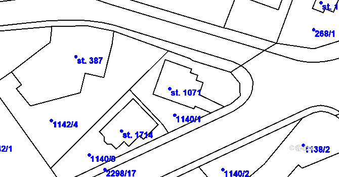 Parcela st. 1071 v KÚ Rožmitál pod Třemšínem, Katastrální mapa