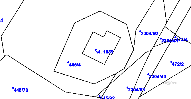 Parcela st. 1089 v KÚ Rožmitál pod Třemšínem, Katastrální mapa