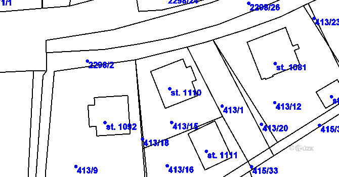 Parcela st. 1110 v KÚ Rožmitál pod Třemšínem, Katastrální mapa