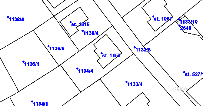 Parcela st. 1153 v KÚ Rožmitál pod Třemšínem, Katastrální mapa