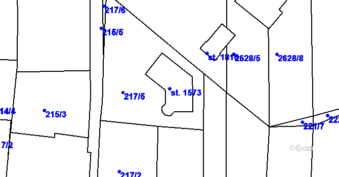 Parcela st. 1573 v KÚ Rožmitál pod Třemšínem, Katastrální mapa