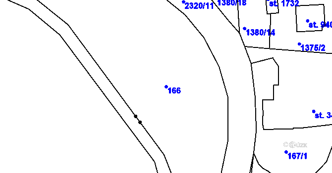 Parcela st. 166 v KÚ Rožmitál pod Třemšínem, Katastrální mapa