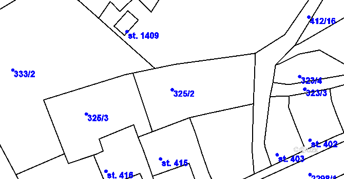 Parcela st. 325/2 v KÚ Rožmitál pod Třemšínem, Katastrální mapa