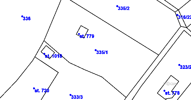 Parcela st. 335/1 v KÚ Rožmitál pod Třemšínem, Katastrální mapa