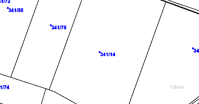 Parcela st. 341/14 v KÚ Rožmitál pod Třemšínem, Katastrální mapa
