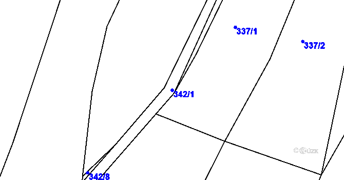 Parcela st. 342/1 v KÚ Rožmitál pod Třemšínem, Katastrální mapa