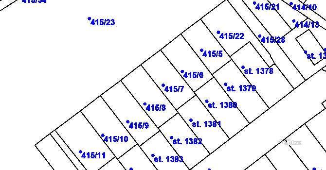 Parcela st. 415/7 v KÚ Rožmitál pod Třemšínem, Katastrální mapa