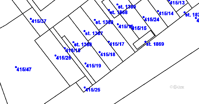 Parcela st. 415/18 v KÚ Rožmitál pod Třemšínem, Katastrální mapa