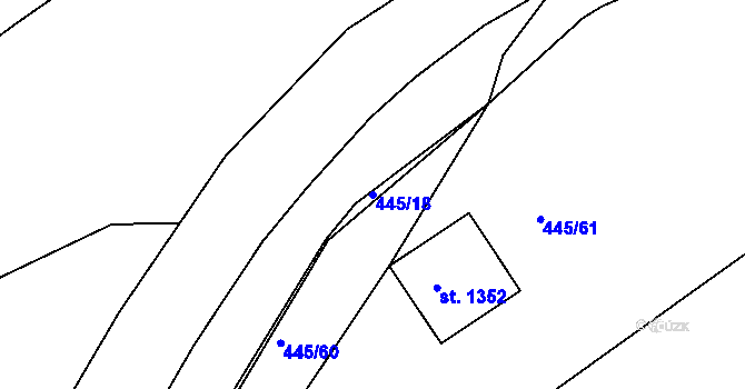 Parcela st. 445/18 v KÚ Rožmitál pod Třemšínem, Katastrální mapa