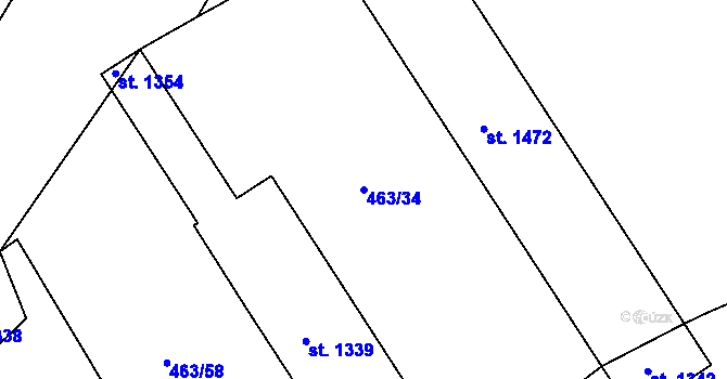 Parcela st. 463/34 v KÚ Rožmitál pod Třemšínem, Katastrální mapa