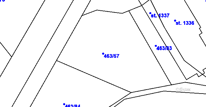 Parcela st. 463/57 v KÚ Rožmitál pod Třemšínem, Katastrální mapa
