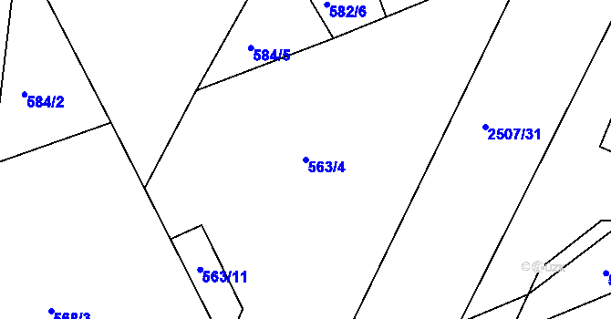 Parcela st. 563/4 v KÚ Rožmitál pod Třemšínem, Katastrální mapa