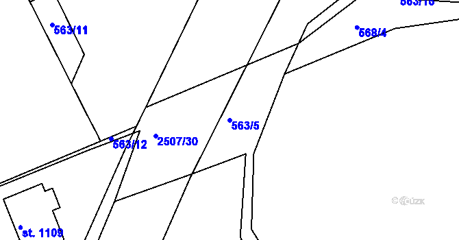 Parcela st. 563/5 v KÚ Rožmitál pod Třemšínem, Katastrální mapa