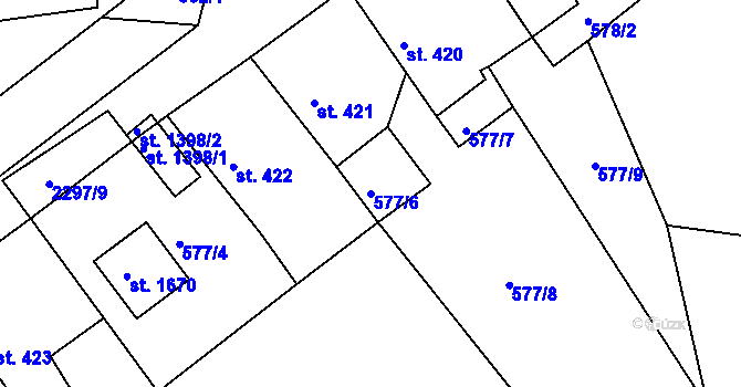 Parcela st. 577/6 v KÚ Rožmitál pod Třemšínem, Katastrální mapa