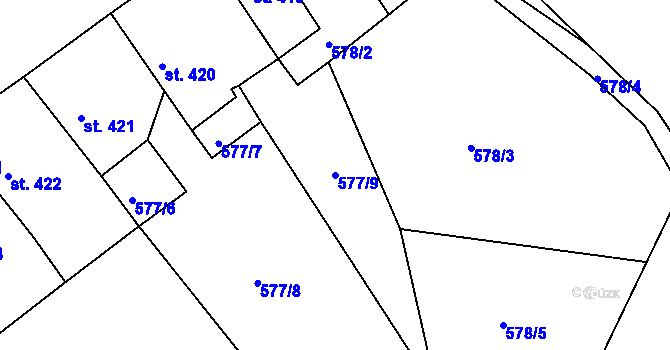 Parcela st. 577/9 v KÚ Rožmitál pod Třemšínem, Katastrální mapa