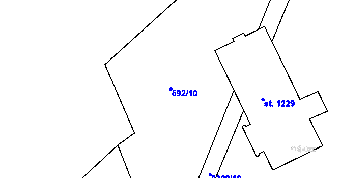 Parcela st. 592/10 v KÚ Rožmitál pod Třemšínem, Katastrální mapa
