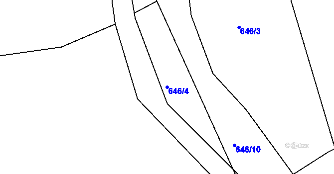 Parcela st. 646/4 v KÚ Rožmitál pod Třemšínem, Katastrální mapa