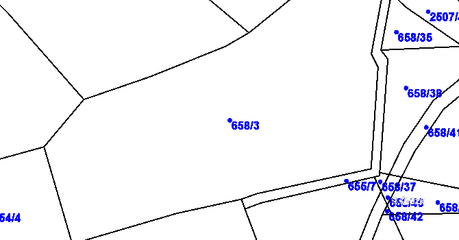 Parcela st. 658/3 v KÚ Rožmitál pod Třemšínem, Katastrální mapa