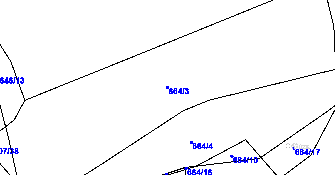 Parcela st. 664/3 v KÚ Rožmitál pod Třemšínem, Katastrální mapa