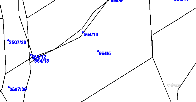 Parcela st. 664/5 v KÚ Rožmitál pod Třemšínem, Katastrální mapa
