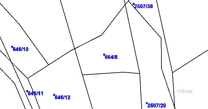 Parcela st. 664/8 v KÚ Rožmitál pod Třemšínem, Katastrální mapa