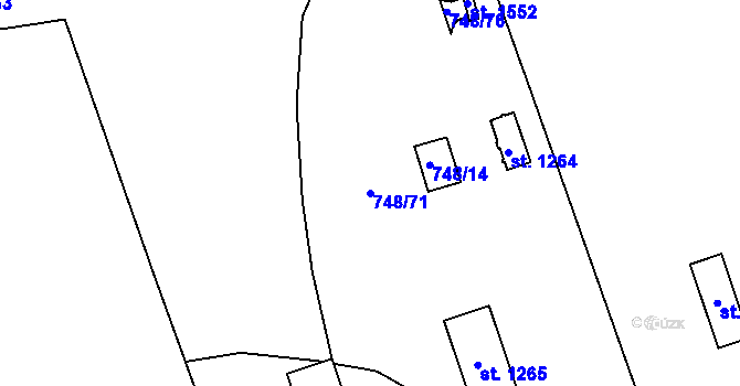 Parcela st. 748/71 v KÚ Rožmitál pod Třemšínem, Katastrální mapa