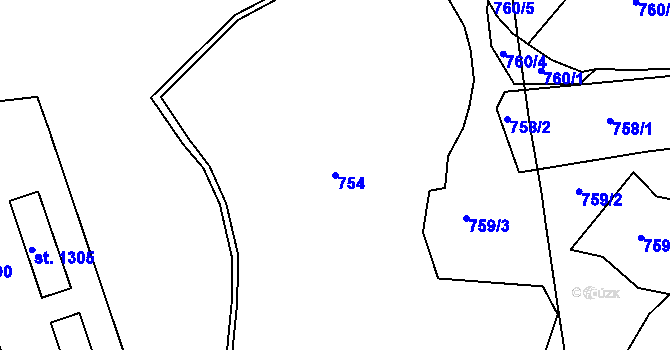 Parcela st. 754 v KÚ Rožmitál pod Třemšínem, Katastrální mapa