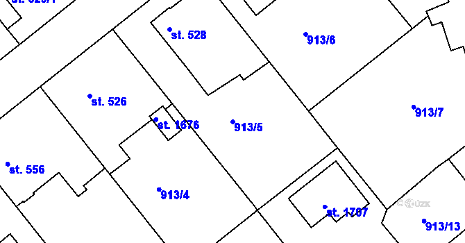 Parcela st. 913/5 v KÚ Rožmitál pod Třemšínem, Katastrální mapa