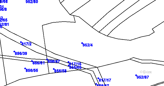 Parcela st. 952/4 v KÚ Rožmitál pod Třemšínem, Katastrální mapa