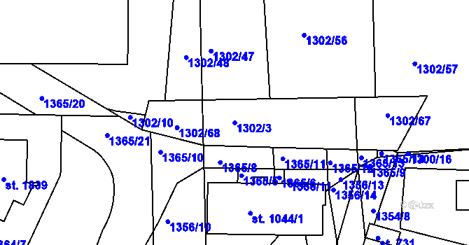 Parcela st. 1302/3 v KÚ Rožmitál pod Třemšínem, Katastrální mapa