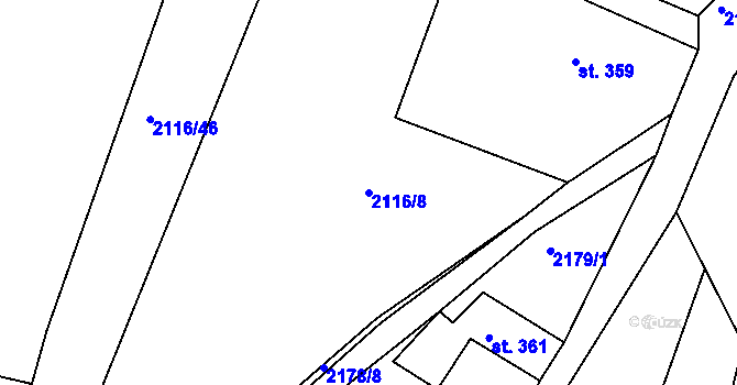 Parcela st. 2116/8 v KÚ Rožmitál pod Třemšínem, Katastrální mapa